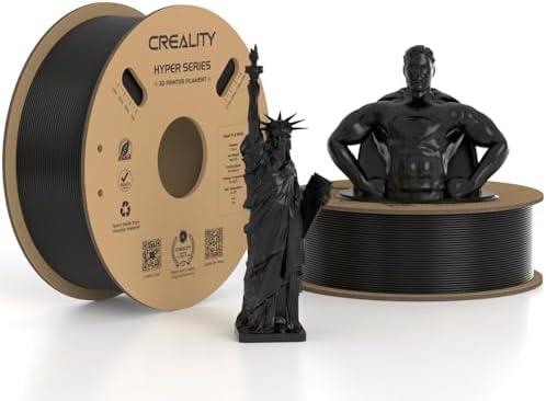 Official CREALITY Hyper PLA Filament 1.75mm Black 2KG, 30-600mm/s High Speed PLA 3D Printer Filament, 2 Pack 1kg Spool(2.2lbs) PLA, Dimensional Accuracy +/-0.02mm, Fit Most FDM 3D Printer