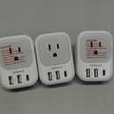 TESSAN European Travel Plug Adapter USB C 3 Pack, US to Europe Plug Adaptor with 4 AC Outlets 3 USB Charging Ports, Type C Power Adapter for USA to EU Euro Spain France Iceland Italy Germany Greece, Gray&White-Type C