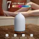 Gooamp 200ML Ceramic Essential Oil Diffuser - Ultrasonic Aromatherapy & Humidifier with 7-Color LED Lights, Auto Shut-Off, Wood Grain Base, 1H/3H/6H Timer | Scent for Home, Office, Yoga