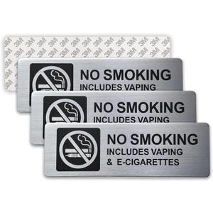 No Smoking Signs, 4 Pack No Vaping Sign - 9 X 3 Inch - Rust Free Aluminum UV Printed, Waterproof and Easy To Install, No Smoking Sign for Business, Office, Restaurant Wall Decor