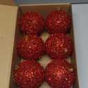 6 Pcs 4 Inch Christmas Tree Tinsel Ornaments for Tree Glitter Sequin Hanging Ornaments Christmas Tinsel Balls Decorations Shatterproof for Xmas Party Holiday Decor(Red)