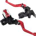 7/8'' 22mm Universal Motorcycle Brake Lever Clutch Master Cylinder Lever Set Reservoir for Harley Honda Kawasaki Suzuki Yamaha