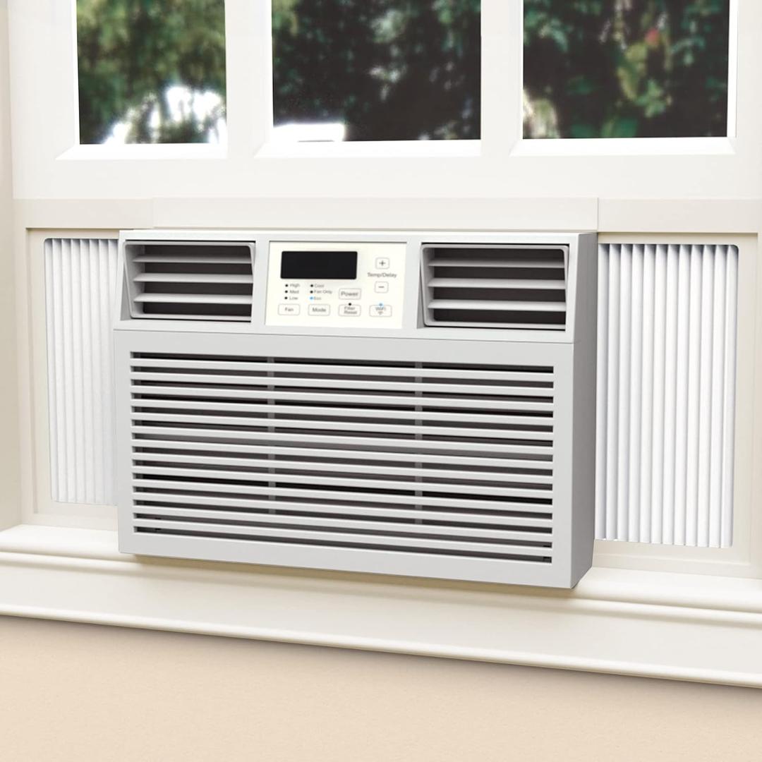 GCGOODS Window AC Side Panels with Double Layer, Insulation Window Air Conditioner Side Panel Kit, Adjustable Fits Up to 17 inch H x 10 inch W, 2 Pack