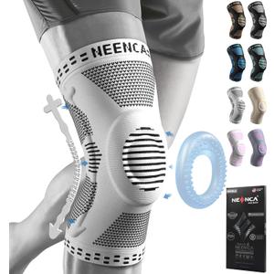 NEENCA Professional Knee Brace for Pain Relief, Medical Knee Support with Patella Pad & Side Stabilizers, Compression Knee Sleeve for Meniscus Tear, ACL, Joint Pain, Runner, Workout - FSA/HSA Eligible (X-Small, Gray)