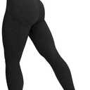 HIGORUN Women Seamless Leggings Smile Contour High Waist Workout Gym Yoga Pants (Black, M)
