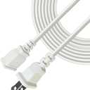 White Thin Extension Cord 10 Feet Polarized US 2 Prong 5A 625W Male-Female Extension Power Cable for Indoor Use with Single Outlet Ideal for Holiday Lights, Lamps, Cameras, Appliance (1 Pack)