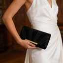 Clutch Purses for Women Formal Evening Clutch with Detachable Chain Faux Suede Purse for Wedding Party