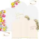 Arch Backdrop Stand and Cover Set(7.2FT,6.6FT,6FT),Double Color Wedding Arch Cover and Metal Balloon Arch Stand Frame for Wedding Birthday, Party, Baby Shower, Graduation Ceremony, (White+Beige)