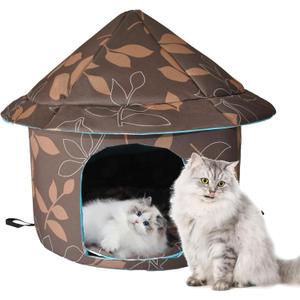 Stray Cats Shelter - Weatherproof Foldable Cat House, Insulated, Waterproof, Thicken Cats Tent Beds, Indoor/Outdoor Cat Dog Houses for Kitten Puppy (Brown)