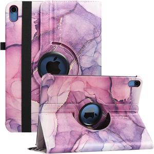 RLINGX Rotating Case for iPad (A16) 11th Generation 11 Inch (2025), iPad 10th Generation 10.9 Inch (2022), 360 Degree Rotating Multi-Angle Viewing Folio Stand Case, Auto Sleep/Wake (Purple Marble)