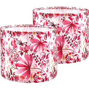 Drum Lamp shades Set of 2,Red Maple Leaf Pattern Lamp Shades for Table Lamps Floor Lamp,13" Top X 13" Bottom X 10" High Large Fabric Lamp Shades,Easy Assembly Replacement Lampshades