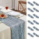 12 Pack Dusty Blue Cheesecloth Table Runner 10FT Long Boho Gauze Table Runner Rustic Sheer Runner for Wedding Bridal Baby Shower Birthday Party Table Decor Home Easter Thanksgiving Decorations