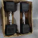 CAP 150 lb Rubber Coated Hex Chrome Handles Dumbbell Set with Vertical Dark Rack