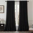 AUSSPVOCT 90 Inch Black Velvet Curtains for Bedroom, Thermal Insulated Light Reducing Blackout Drapes, Back Tab & Rod Pocket Super Soft Luxury Soundproof Curtain for Living Room, W52 x L90, 2 Panels