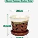 Vensovo 5.5 Inch Ceramic Orchid Pot - Orchid Pot with Holes for Repotting, Ceramic Planter with Saucer for Indoor/Outdoor Plants, Brown