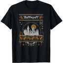 Harry Potter Hufflepuff Ugly Christmas Sweater Pattern T-Shirt M, Black
