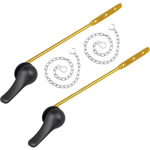 Toilet Handle Replacement Kit, 2-Pack Toilet Lever Flush Handle, Toilet Flusher Handle Lever with Stainless Steel Flapper Chain, Front Mount Toilet Trip Levers Fit for Most Toilet Tanks, Matte Black