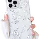 NITITOP Compatible with iPhone 16 Pro Case Cute Clear Flower Floral Artistic Design for Women Girls Stylish Slim Soft TPU Shockproof Protective Girly Phone Cover - White