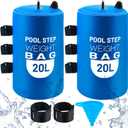 2PCS Pool Ladder Weights 20L/50lb Universal Pool Step Weights Sand Bag Waterproof 500D PVC Heavy Duty Swimming Pool Stair Weights for Above Ground and Inside Pool with 2 Handles and 1 Funnel Blue