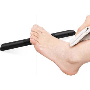 BWE Matte Black Shower Foot Rest Bar, Stainless Steel Bar Corner Shower Foot Rest for Shaving Legs, Non-Slip Knurled Shower Step, Wall Mounted Bathroom Shower Shaving Foot Rest