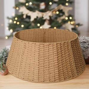 Christmas Tree Collar, 26in Farmhouse Detachable Handwoven Christmas Tree Base Cover, Christmas Tree Basket Base, Rustic Christmas Tree Ring, Holiday Decoration