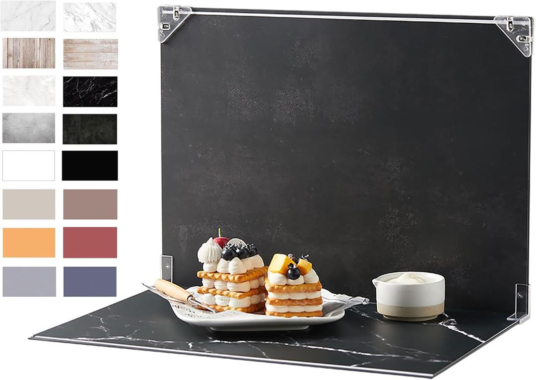 8Pcs 16Patterns Table Top Small Food Background Kit Makeup Product Shooting Backdrop Photo Backdrop Board Product Photography for Mini Items Photography and Video Recording(Small Size 16.5x11.7in) (Mixed Colors Set A)