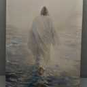Jesus Walking On Water Canvas Wall Art Christian God Wall Decor Picture Religious Spirit Faith Poster Print for Living room Bedroom Church Decoration, 12x16in