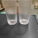 Clear Acrylic Glasses Drinkware (Set of 2), Honeycomb Stackable Shatter-Proof Plastic Tumblers, Reusable Plastic Drinking Glasses, BPA-Free, Dishwasher-Safe