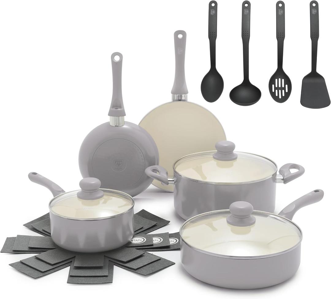 GreenLife 16 Piece Nonstick Pots & Pans (2026 Upgrade) Induction Set, 16 Piece Cookware Set