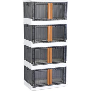 Storage Cabinet - Room Organizer, Plastic Shelves Organizer, Storage Bins with Lids, Collapsible Outdoor Storage Box, 19 Gal Office Organization, Stackable Bookshelf, 4 Pack Cube Storage Organizer