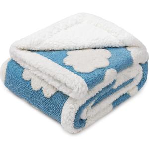 Luciphia Waterproof Pet Blanket for Medium Large Dogs Washable Fluffy Thick Jacquard Shag Fleece Warm Sherpa 3D Textured Flower Print for Cats Puppy Couch Protection (Blue Cloud,40x28 inches)