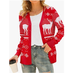 Women's V Neck Button Down Knitwear Long Sleeve Soft Basic Knit Cardigan Sweater
Size L