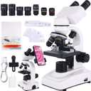 Microscope for Adults & Kids,40-2500X Binocular Microscope for School Lab & Home Schooling,with Mechanical Stages,Slides Set & Phone Holder