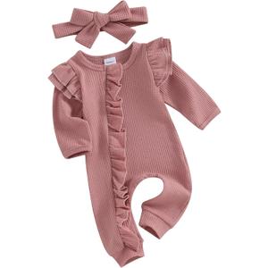 Baby Boy Girl Easter Outfit newborn infant Cute Bunny Clothes Rabbit Ear Romper Jumpsuit Summer Bodysuit (Pink With Headband)