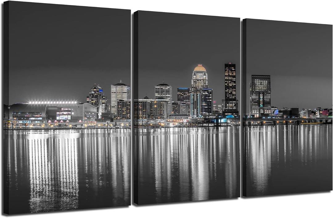 Louisville Wall Art Kentucky Skyline Wall Decor(54x30 inches), 54L" x 30W"