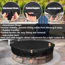 Round Fire Pit Covers for In-Ground Fire Pit 52-56 inch Heavy Duty Weather-resistant 600D Waterproof Outdoor Firepits Cover, Built-In Stone Fire Pits All-Season Protective Cover, Black