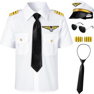 Yoroka Kids Pilot Costume Airline Captain Pilot Uniform with Accessories (11-12 Years)
