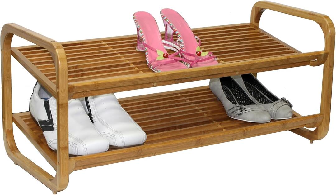 Oceanstar 2-Tier Bamboo Shoe Rack, Natural 13"D x 29.5"W x 13.5"H