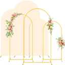 Wedding Arch Backdrop Stand and Beige Arch Cover Set of 3 (7.2FT, 6.6FT, 6FT) Metal Arch Stand Balloon Arched Frame Backdrop with Spandex Arch Stand Cover for Birthday Party Baby Shower Graduation