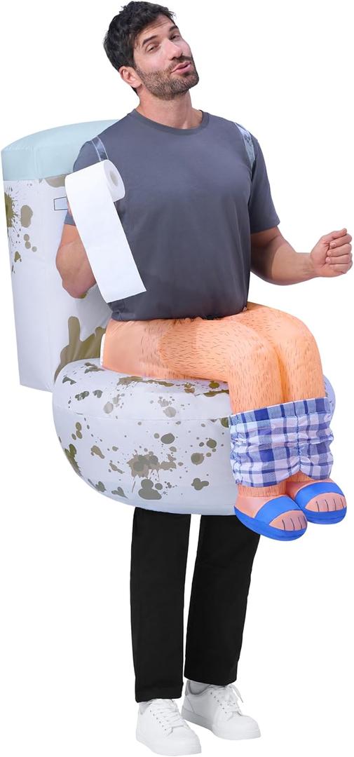 Spooktacular Creations Adults Inflatable Costumes, Sitting on a Toilet Inflatable Costume, Funny Blow Up Costumes for Halloween Costume Cosplay Themed Parties