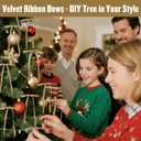 24 Pcs Light Brown Velvet Bows for Christmas Tree Decor, Elegant Velvet Pre-Tied Ribbon Bows Door Garland Vintage Ornaments for Christmas, Wreaths, Gifts and Home Decoration (5x7 Inch, 3/8'' Wide) (Khaki)