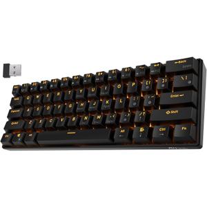 RK ROYAL KLUDGE RK61 Wireless 60% Triple Mode BT5.0/2.4G/USB-C Mechanical Keyboard, 61 Keys Wireless Mechanical Keyboard, Compact Gaming Keyboard with Software (Hot Swappable Blue Switch, Black)