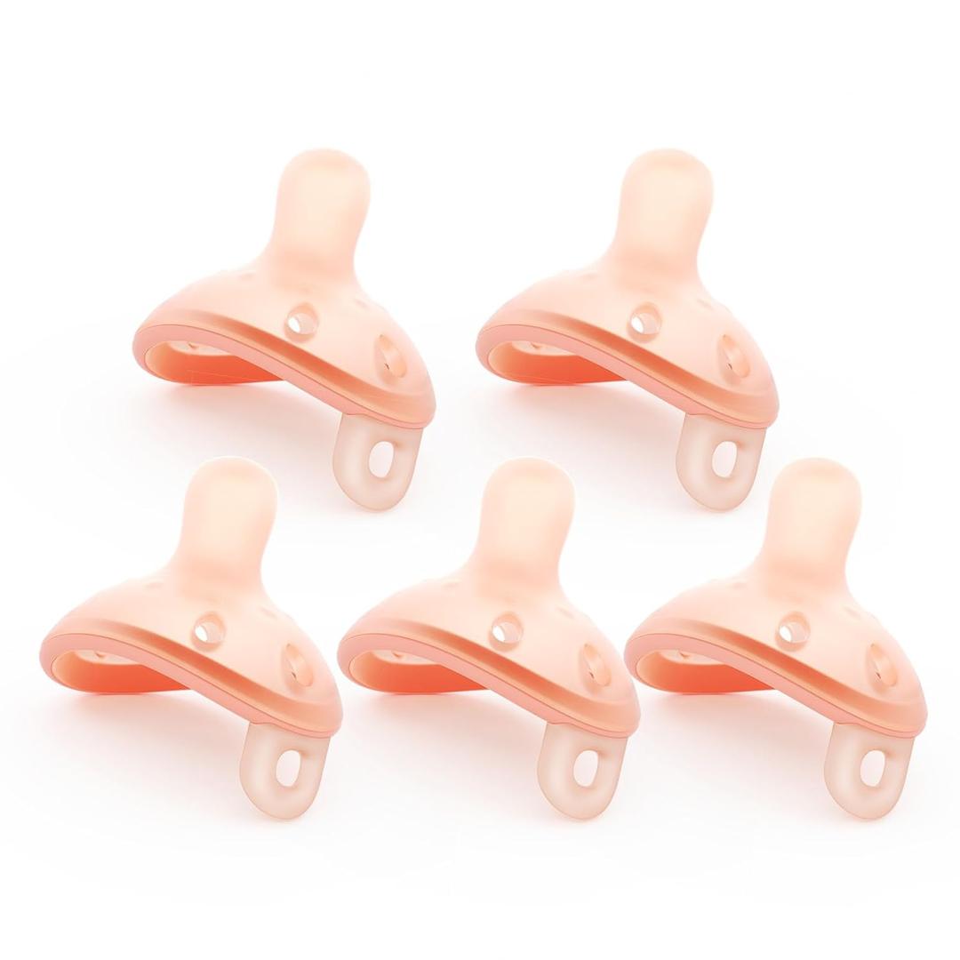Baby Pacifiers 0-6 Months, Breast-Like Shape Soft Silicone Newborn Pacifiers with Large Air Holes, BPA-Free, 5Pcs