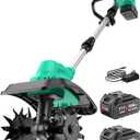 21V Cordless Tiller Cultivator for Gardening, 350 RPM Electric Garden Tiller with 2×3.0Ah Batteries, 9-Inch Tilling Width 7-Inch Depth Lightweight Hand Tiller for Soil Cultivation, Lawn, Composting