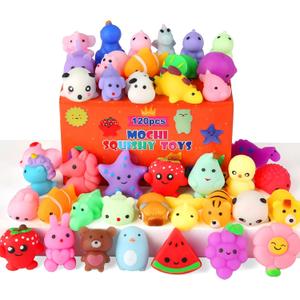 120 Pack Squishy Toys, Kawaii Squishies Party Favors for Kids 4-8 8-12 Treasure Box Toys for Classroom Birthday Xmas Gifts Goodie Bag Mini Animals Mochi Squishy Stress Relief Sensory Toys Random