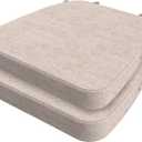 AAAAAcessories D-Shaped Chair Cushions, 2" Thick Dining Chair Pads with Ties and Removable, Machine-Washable Cover, 17" x 16", Set of 2, Beige