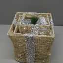 Christmas Lighted Gift Boxes, Pre-lit Lights Gold Linen Cloth Gift Boxes, Light up Present Boxes Set Battery Operated with Different Sizes for Holiday Indoor Outdoor Decorations (Gold Liene)