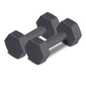RBX Vinyl Coated Hand Weight Dumbbell Set - Hex Shaped, Roll Free for Body Building/Sculpting/Strength Training Exercise, (Set of 2) 5Lb