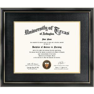 GraduationMall 11x14 Diploma Frame with Black over Gold Mat or Display 15x18 Certificate without Mat,Solid Wood & UV Protection Acrylic,Glossy Black Finish with Gold Trim