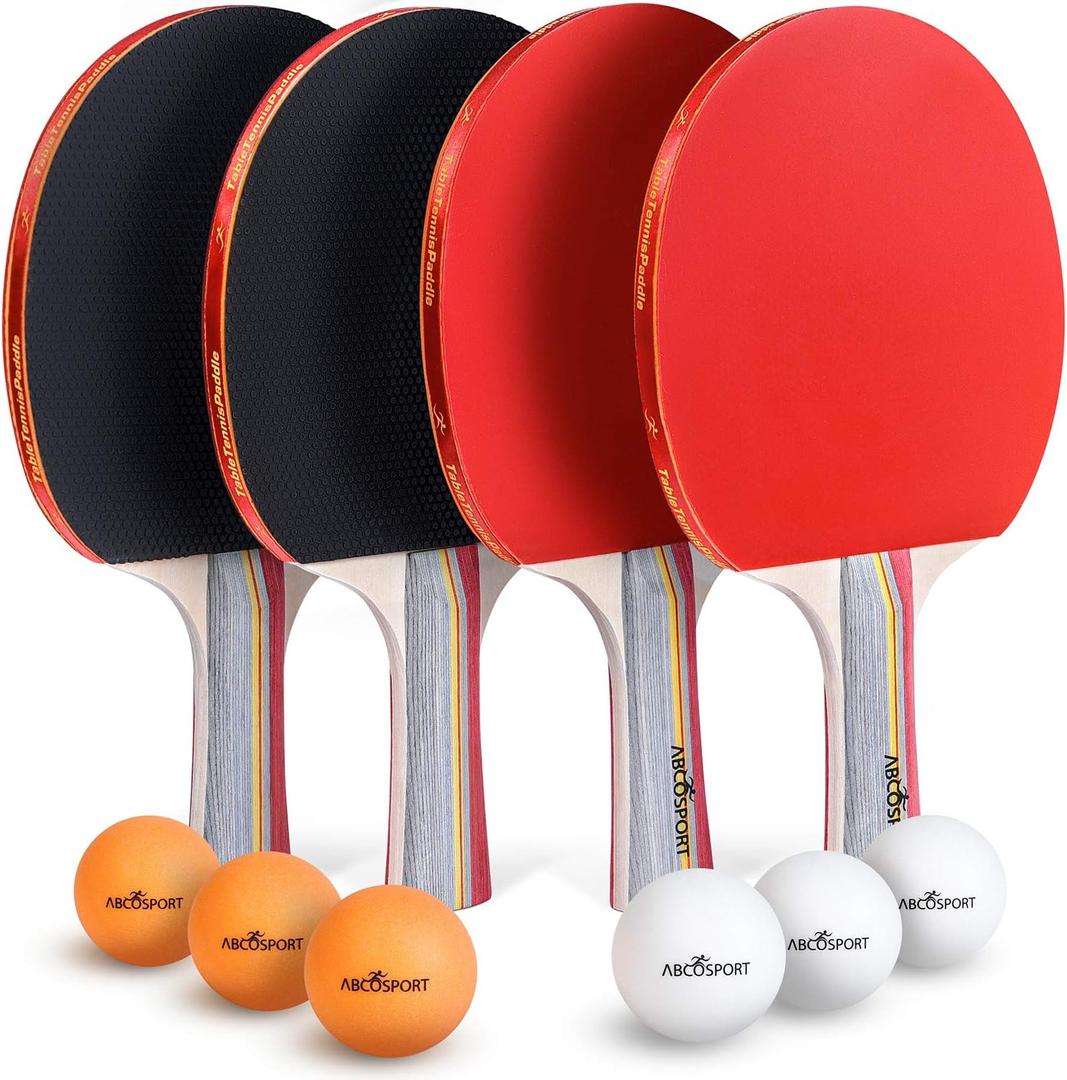 Abco Tech Table Tennis Set - Ping Pong Paddles and Balls for Professional and Recreational Play - Durable Design for Tournaments and Home Games - Portable for Family Fun and Practice